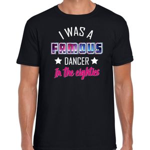 Bellatio Decorations disco verkleed t-shirt heren - jaren 80 feest outfit - famous dancer - zwart