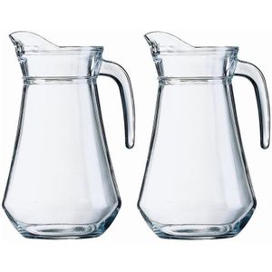 2x Schenkkan 1,6 liter 24 cm - Sapkannen/waterkannen/schenkkannen/limonadekannen van glas 2 stuks
