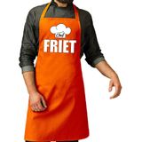 Chef friet schort / keukenschort oranje heren - Koningsdag/ Nederland/ EK/ WK