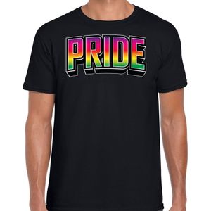 Bellatio Decorations Gay Pride T-shirt voor heren - zwart - pride - regenboog - LHBTI