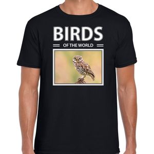 Dieren foto t-shirt Steenuil - zwart - heren - birds of the world - cadeau shirt Steenuilen liefhebber