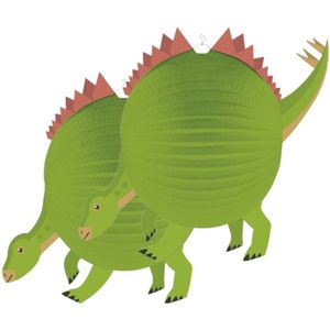 2x stuks dinosaurus bol lampion 25 cm - Sint Maarten - Kinderfeestje/kinderpartijtje lampionnen dino thema