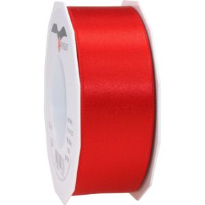 1x Luxe, brede Hobby/decoratie rode satijnen sierlinten 4 cm/40 mm x 25 meter- Luxe kwaliteit - Cadeaulint satijnlint/ribbon
