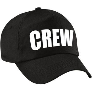Zwarte crew personeel team pet / baseball cap voor dames en heren - verkleedhoofddeksel