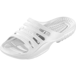 Bad/sauna slippers met voetbed wit heren - Badslippers antislip - Zwembad/strand artikelen