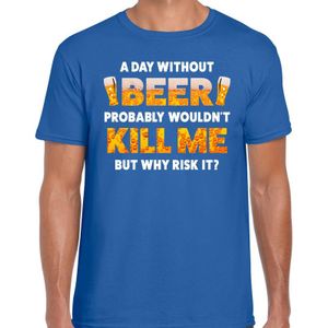 A day Without Beer drank fun t-shirt blauw voor heren - bier drink shirt kleding