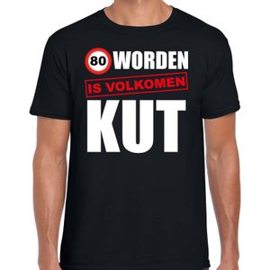 Verjaardag t-shirt 80 jaar - tachtig worden is volkomen kut - zwart - heren - tachtig jaar cadeau shirt