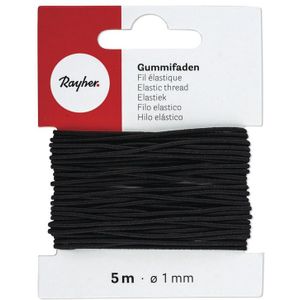 4x Zwart hobby band elastiek op rol van 5 meter - breedte 1 mm - Zelf kleding/mondkapjes maken