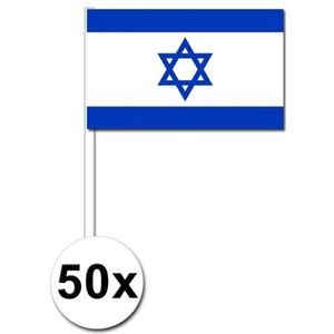 50 Israelische zwaaivlaggetjes 12 x 24 cm