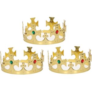 6x stuks gouden Konings kronen voor heren 7 x 59 cm - Koningsdag / carnaval accessoire - prinsen kronen