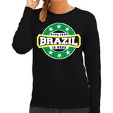 Have fear Brazil is here sweater met sterren embleem in de kleuren van de Braziliaanse vlag - zwart - dames - Brazilie supporter / Braziliaans elftal fan trui / EK / WK / kleding