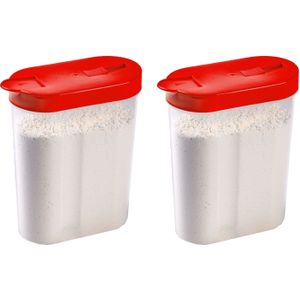 Plasticforte Voedselcontainer strooibus - 5x - rood - inhoud 1 liter - kunststof - 15 x 7 x 19 cm