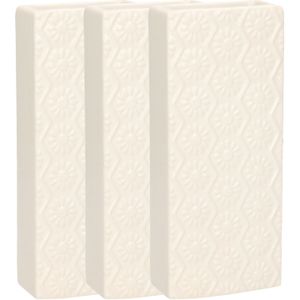 Gerimport Waterverdamper - 3x - creme wit - keramiek - 400 ml - radiatorbak luchtbevochtiger - 7,4 x 17,7 cm