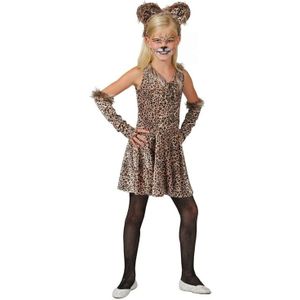 Luipaard dieren verkleed jurkje met accessoires voor meisjes - carnavalskleding voor kinderen