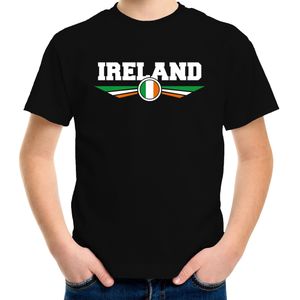 Ierland / Ireland landen t-shirt met Ierse vlag zwart kids - landen shirt / kleding - EK / WK / Olympische spelen outfit