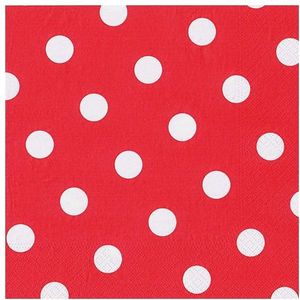 40x Servetten 40 x 40 cm - rood met witte stippen / polkadots - Papieren wegwerp servetjes - Feest versieringen/decoraties