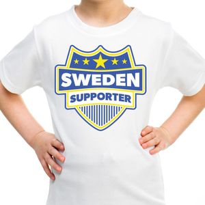 Sweden supporter schild t-shirt wit voor kinderen - Zweden landen shirt / kleding - EK / WK / Olympische spelen outfit