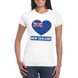 Nieuw Zeeland t-shirt met Nieuw Zeelandse vlag in hart wit dames