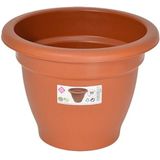 Set van 2x stuks terra cotta kleur ronde plantenpot/bloempot kunststof diameter 20 cm - Plantenbakken/bloembakken voor buiten