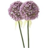 2 x Lila sierui steelbloem 70 cm - Kunstbloemen