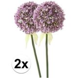 2 x Lila sierui steelbloem 70 cm - Kunstbloemen