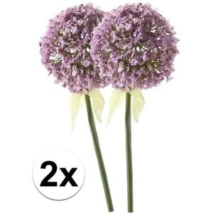 2 x Lila sierui steelbloem 70 cm - Kunstbloemen