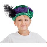 Luxe pietenmuts/baret groen/paars voor kinderen - Pietenbaret - Sint en Piet verkleedaccessoire