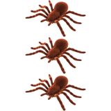 Chaks nep spinnen 18 cm - 3x - bruin - velvet/fluweel tarantula -Ã¯Â¿Â½Horror/griezel thema decoratie