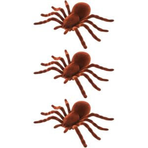 Chaks nep spinnen 18 cm - 3x - bruin - velvet/fluweel tarantula -Ã¯Â¿Â½Horror/griezel thema decoratie