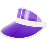 Verkleed zonneklep/sunvisor - voor volwassenen - paars/wit - Carnaval hoed