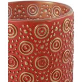 Countryfield Luxe theelichthouder - 2x stuks - Fantasy - glas - rood/goud - D8 x H10 cm