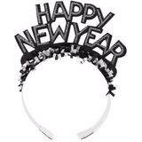 2x stuks haarband Happy New Year zwart voor volwassenen - Diadeem hoofdband happy newyear