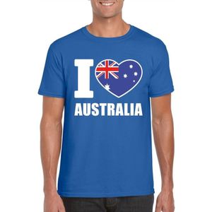 Blauw I love Australie supporter shirt heren - Australisch t-shirt heren