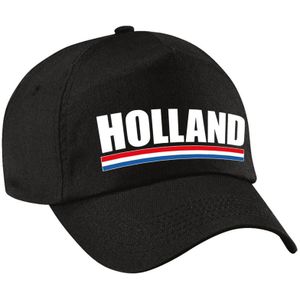 Holland supporters pet zwart voor jongens en meisjes - kinderpetten - Nederland landen baseball cap - supporter accessoire