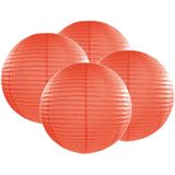 4x stuks luxe bol vorm lampion oranje 35 cm - Party of verjaardag feestartikelen/versiering