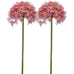 Emerald Allium/Sierui kunstbloem - 2x - losse steel - roze - 62 cm - Natuurlijke uitstraling