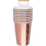 Santex feest wegwerp bekertjes - glitter - 50x stuks - 270 ml - rosegoud - karton