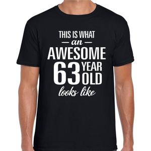 Awesome 63 year - geweldig 63 jaar cadeau t-shirt zwart heren -  Verjaardag cadeau