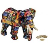 Luxe spaarpot olifant blauw van keramiek 22 cm - Olifanten safaridieren spaarpotten - Cadeau