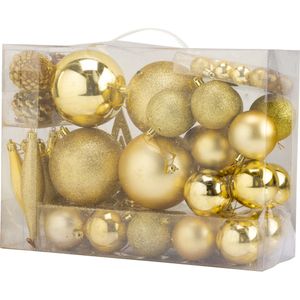 Cosy &amp; Trendy Kerstballen - 53-delig - goud - ornamenten en piek - kerstversiering