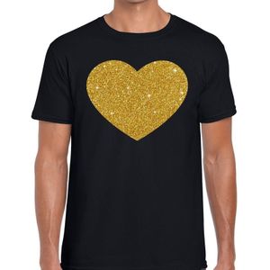 Gouden Hart glitter fun t-shirt zwart heren - heren shirt Gouden Hart