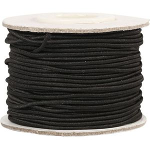 1x Rol zwart elastiek 1 mm x 20 meter hobbymateriaal - 1 mm - Zelf kleding/mondkapjes maken - Naaibenodigdheden - Knutsel/hobbymateriaal