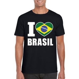 Zwart I love Brazilie supporter shirt heren - Braziliaans t-shirt heren