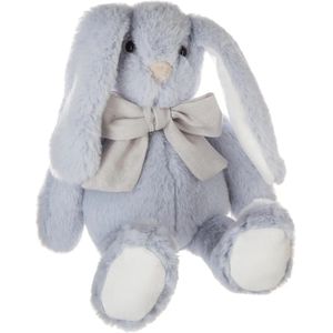 Atmosphera Knuffeldier konijn met strikje  - zachte pluche stof - knuffels - lichtblauw - 30 cm