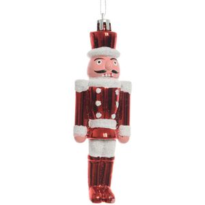 Decoris 1x Kersthangers notenkrakers poppetjes/soldaten rood/wit 12,5 cm - Kerstversiering/boomversiering