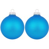 Krebs kerstballen - 6x st - blauw - 7 cm - glas - intens blauw - velvet - kerstversiering