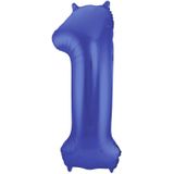 Folat folie ballonnen - Leeftijd cijfer 16 - blauw - 86 cm - en 2x slingers