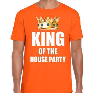 Koningsdag t-shirt King of the house party oranje voor heren - Woningsdag - thuisblijvers / Kingsday thuis vieren