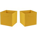 Urban Living Opbergmand/kastmand Square Box - 4x - karton/kunststof - 29 liter - oker geel - 31 x 31 x 31 cm - Vakkenkast manden