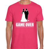 Bellatio Decorations vrijgezellen feest t-shirt heren - Game Over - roze - bachelor party/bruiloft